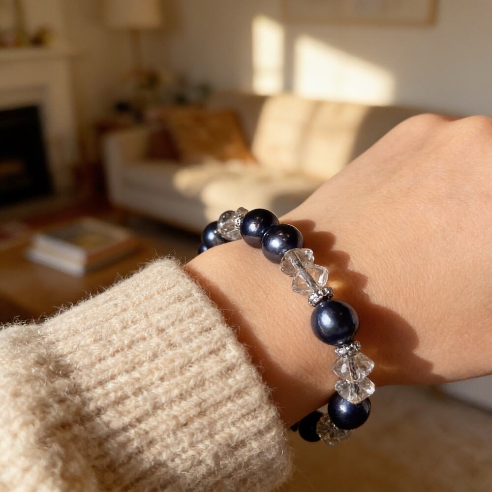 Faux Pearls and Beads Stretch Bracelet